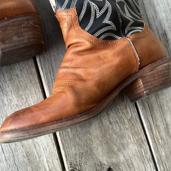 Sam Edelman Sheldon Cowboy Boots Black & Whiskey Leather Women’s 9 Western Style - Picture 10 of 16